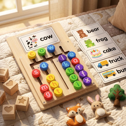 Early Learning Spelling Board Set – Montessori-Inspired Letter Matching Toy for Toddlers, Includes 24 Words for Kids