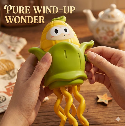 Funny Clockwork Dancing Corn Toy – Interactive Manual Winding Decompression Toy for Kids, No Batteries Required