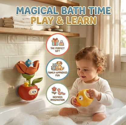 Interactive Bathroom Water Sprinkler Toy – Suction Cup Wall-Mount Bath Game with Handheld Scoop for Kids