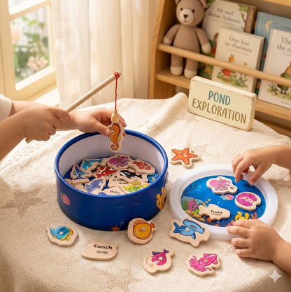 Wooden Alphabet Fishing Puzzle – Educational Ocean-Themed Sorting & Matching Toy for Kids, Fun STEM Learning Gift