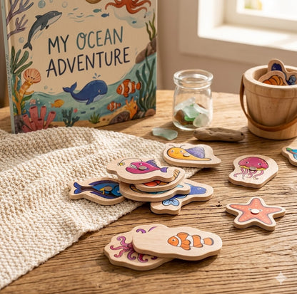 Wooden Alphabet Fishing Puzzle – Educational Ocean-Themed Sorting & Matching Toy for Kids, Fun STEM Learning Gift