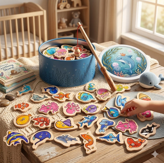 Wooden Alphabet Fishing Puzzle – Educational Ocean-Themed Sorting & Matching Toy for Kids, Fun STEM Learning Gift
