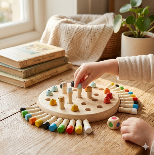 Wooden Interactive Board Game Set – Montessori-Style Memory Chess & Puzzle Toy, Perfect Educational Gift for Kids & Family